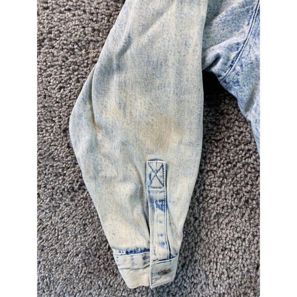 VINTAGE Calvin Klein Dress Womens 5/6 Blue Acid Wash Button Front Pockets 80s - Picture 6 of 15